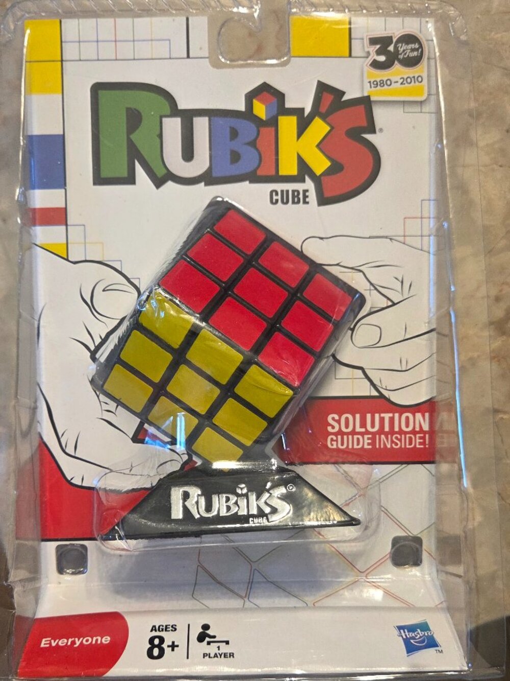 2010 Hasbro Rubik's Cube 30 Years Puzzle 3x3 Stand Solution Guide Inside